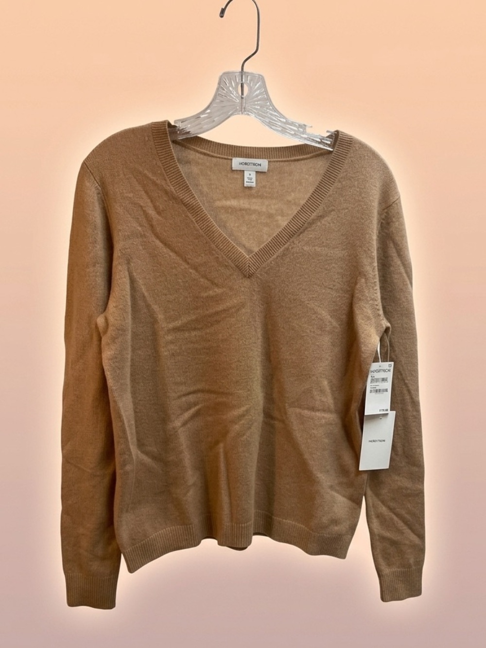 NWT Nordstrom Cashmere Blend V-Neck Sweater Camel Brown Size L